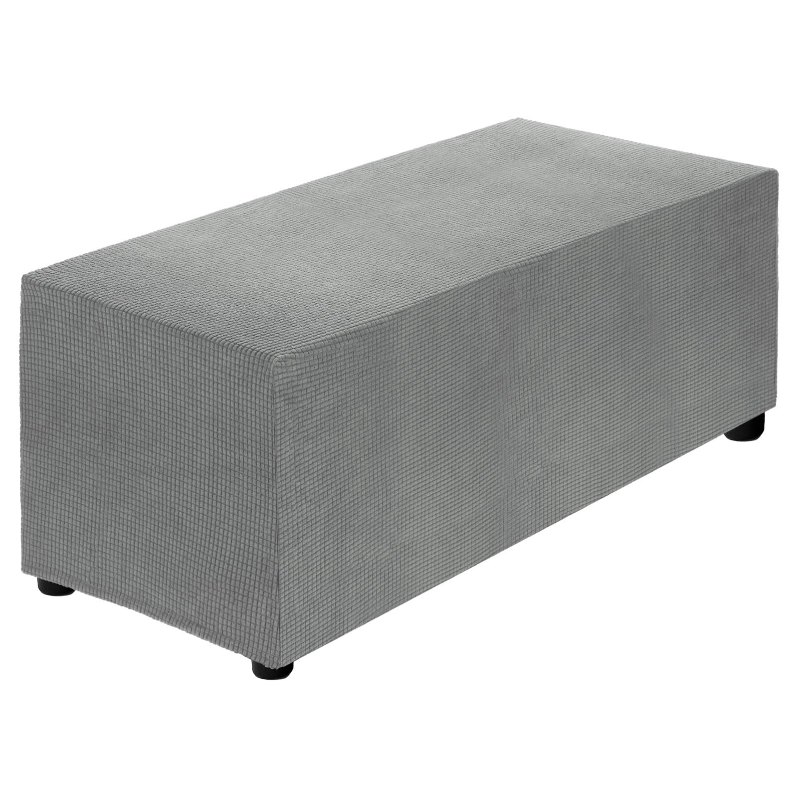 QUARKZMAN Copri Pouf Elasticizzato Copripoggiapiedi Rettangolare per Poggiapiedi Lavabile Soggiorno Camera da Letto Adatto a Lunghezza 130-160cm / 51"-63", Extra Large, Grigio Chiaro