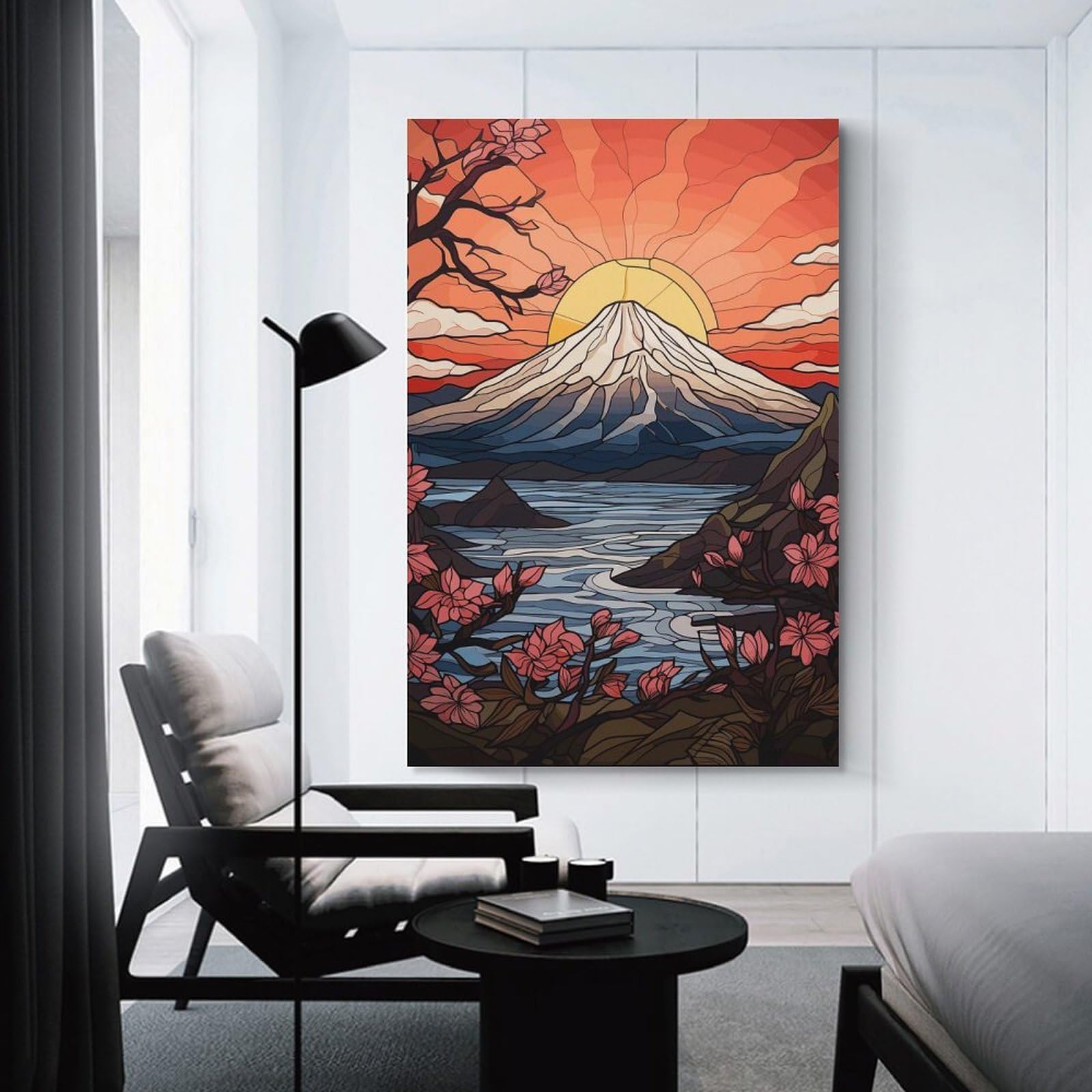 Junmoney Fuji Mount Glass Canvas Wall Decor, 12x18inch(30x45cm), for Gallery Wall Decor And Room Displays, Wall Decor Suited to Curated Displays