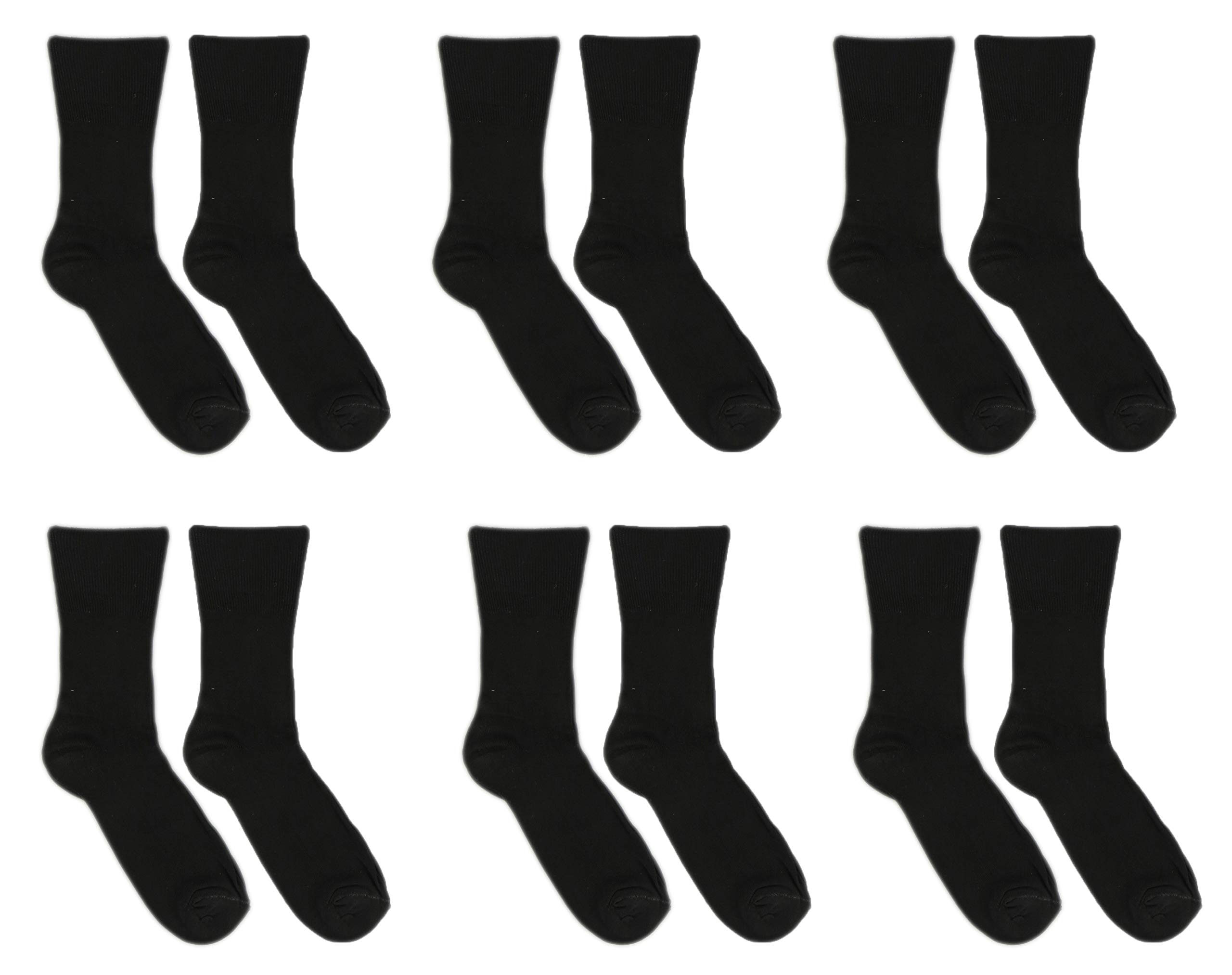 Sockstack 12 Pairs Of Women's Bamboo Loose Wide Top Socks, Super Soft Diabetic Non Elastic Anti Bacterial Socks, UK 4-7 (Black)