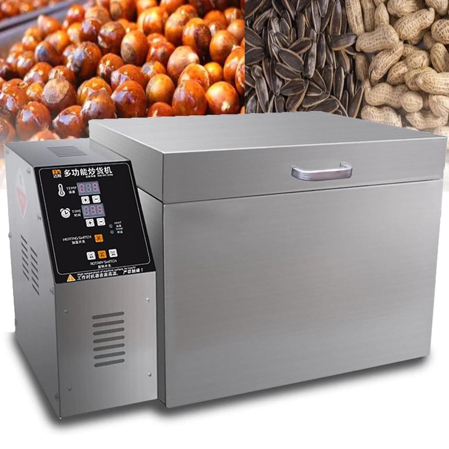 LQQYJSM Stainless Steel Cereals Roaster Nut Baking Tools, Electric Coffee Bean Roaster for Baking Coffee, Chestnut, Peanuts, Grain Adjustable Temperature 0 to 350,4000g