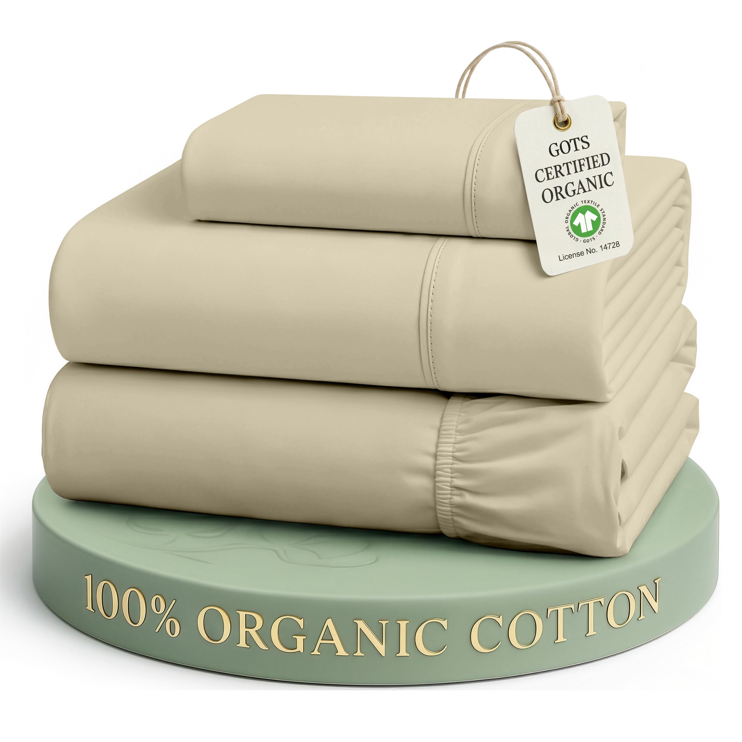 LANE LINEN Twin XL Sheet Set 100% Organic Cotton 3pc Percale Soft - Linen — image 1