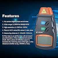 Vista 3 de AGPtek® - Tacómetro digital láser fotográfico profesional, sin contacto, tacómetro RPM