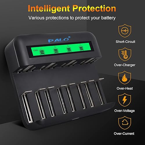 Miniatura 6 de Tenberly Cargador de batería universal AA AAA C D con 4 baterías recargables de tamaño C de 4000 mAh