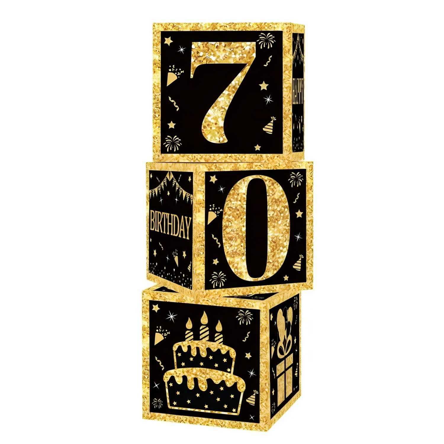 3PCS 70th Birthday Decorations Box for Men Women, Large 26cm Paperboard Keepsake Memory Gift Box Set for 50th Birthday Party Supplies, Decor & Present Wrapping