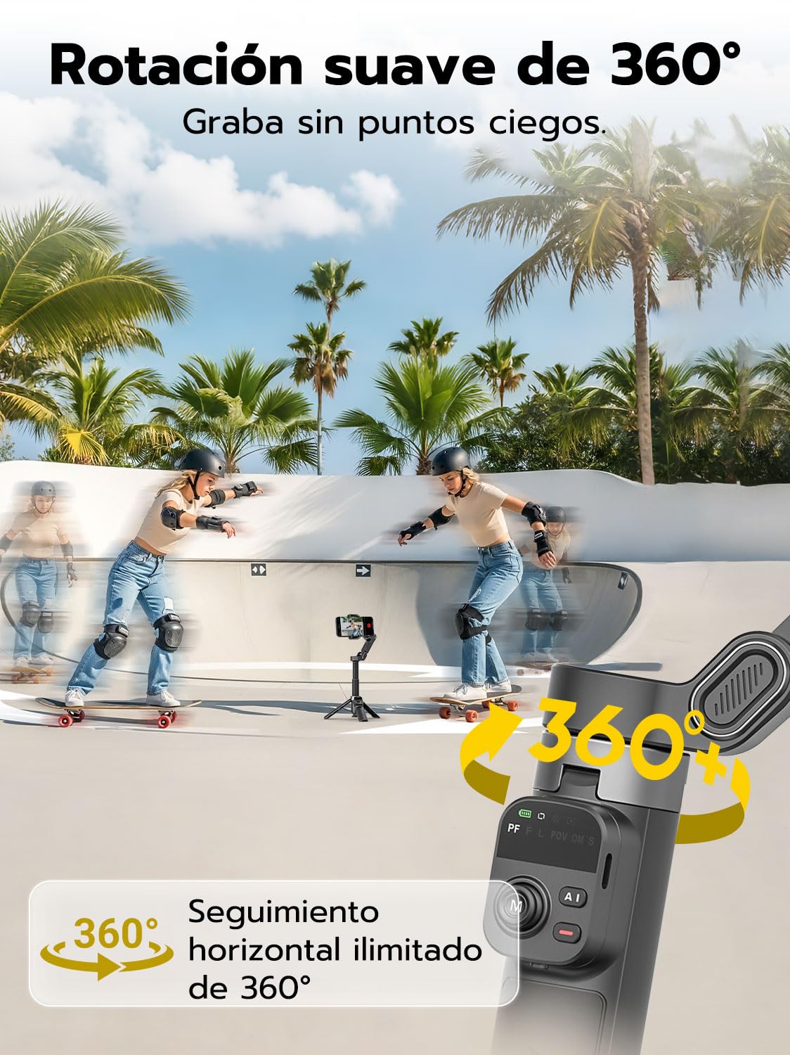 AOCHUAN Estabilizador de cardán para iPhone con reconocimiento Facia, estabilizador para Smartphone con Apertura de trípode con un Solo Clic, Control Remoto y Varilla de extensión de 50 cm, Smart X3