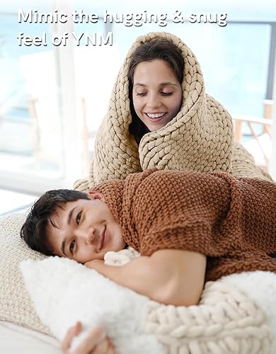 Miniatura 8 de YnM Manta gruesa, de peso medio, tejida a mano, agradable al tacto, ventilada y transpirable, lavable a máquina, pieza de decoración del hogar para