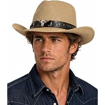 Zylioo XXL Straw Cowboy Hat,Large Size Western Cowgirl Hat,Wide Brim Summer Sun Hats,Breathable Beach Travel Hats