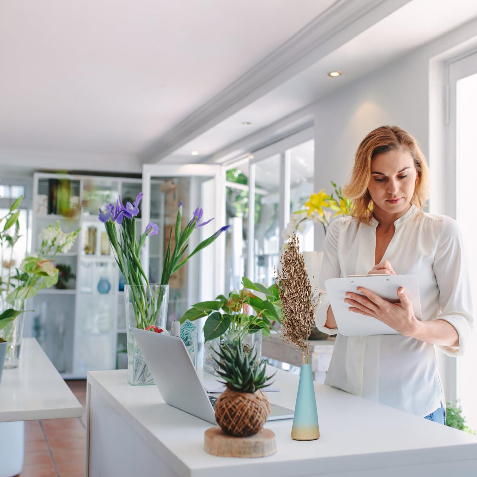 Ipetboom Bouquet di Fiori Secchi Canne di della Pampa Essiccata Naturale, Decorazione Fai da Te per Casa, Ufficio e Negozio, Confezione Regalo per Festività come Natale e Pasqua