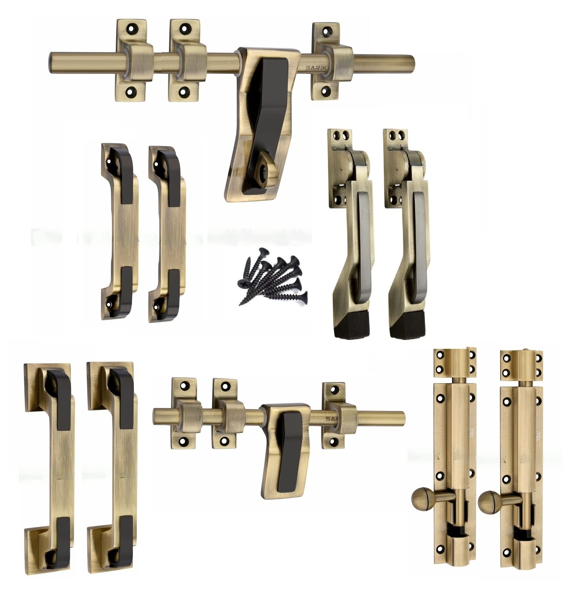 Soul Craft Galaxy Zinc Alloy Heavy Double Door Fitting Accessories Full Set/Kit (1 Aldrop, 1 Latch, 4 Handles, 2 Tower Bolt and 2 Door Stopper) (12 Inch,Antique Brass) (B09MB6LP2F) Amazon Price History, Amazon Price Tracker