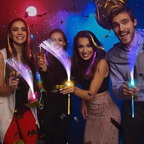 Miniatura 6 de Paquete de 60 varitas LED de fibra óptica, varitas brillantes, varitas de luz LED con 3 modelos intermitentes, varillas brillantes para Halloween,
