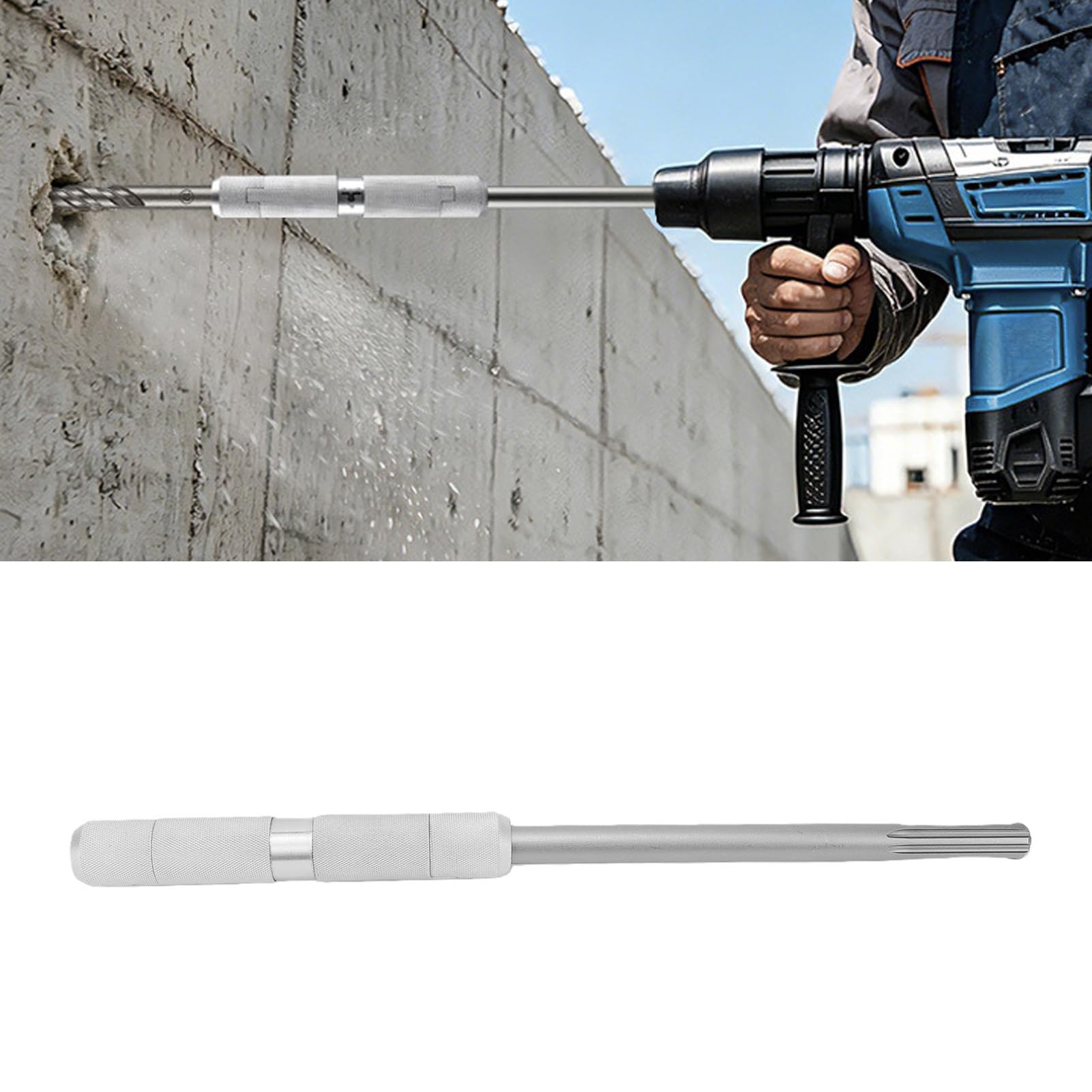 ViaGasaFamido Adapter Przedłużający Młota Obrotowego do Wiercenia w Betonie | Przedłużenie 32 cm, trzonek SDS MAX do SDS MAX 12,6 cala, zmniejsza ograniczenia zasięgu, do wąskich i trudno dostępnych