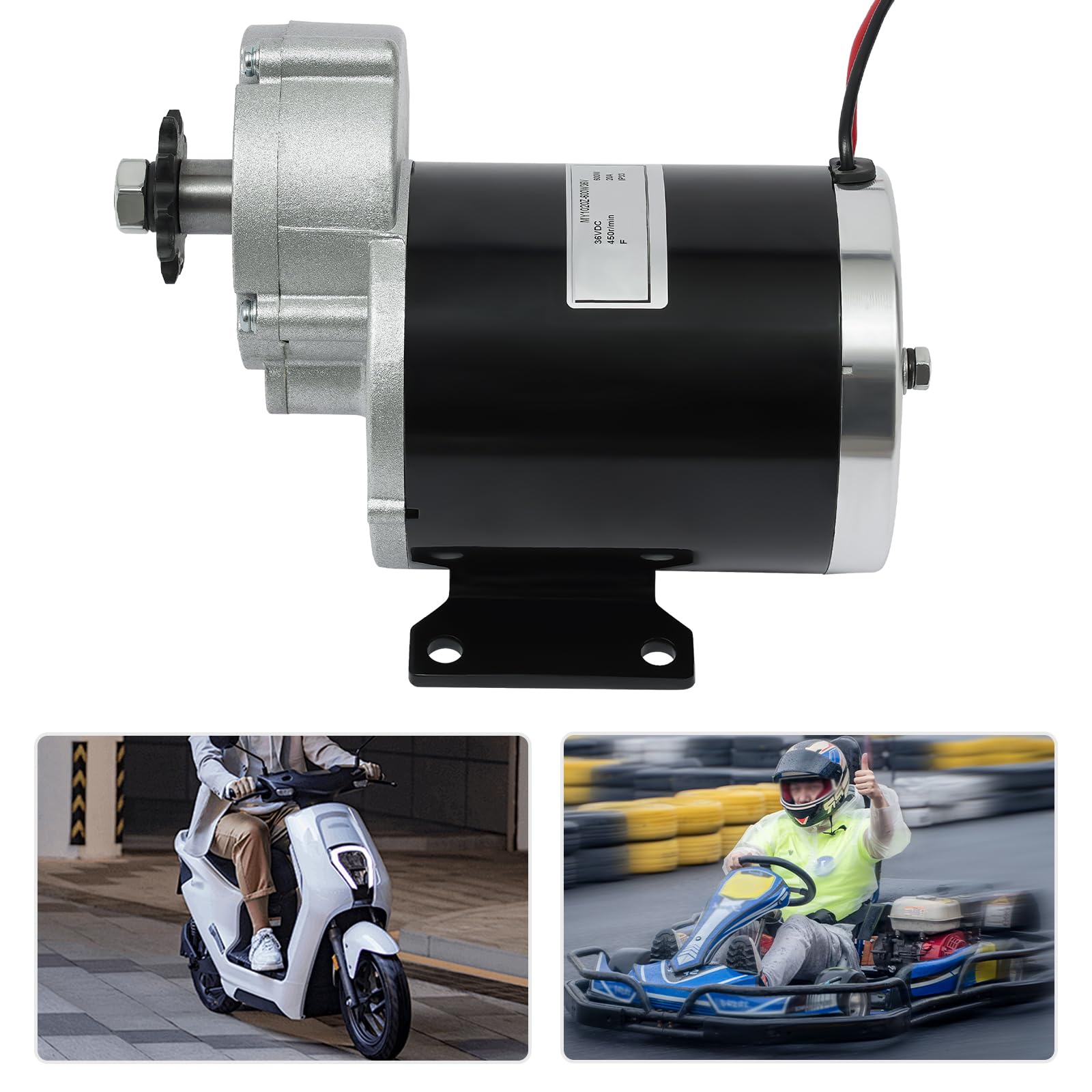 Reduktions-Elektromotor Reduktionsmotor für die Modifizierung von Elektrofahrrädern Mopeds 20.5 * 14.3CM 450r/min 600W Schwarz Silber