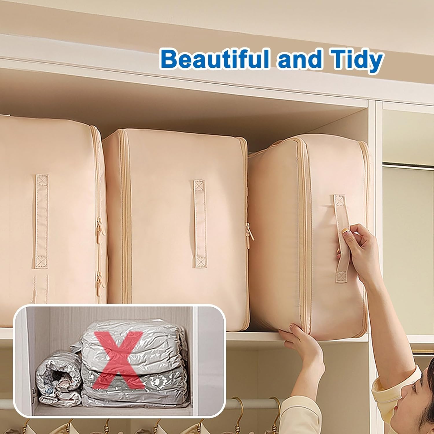 2 Pack Under Bed Clothes Storage, Foldable Underbed Storage, Custom Zippers, Expandable Space, Ideal for Clothes, Quilt, Blanket(Gray,Large)