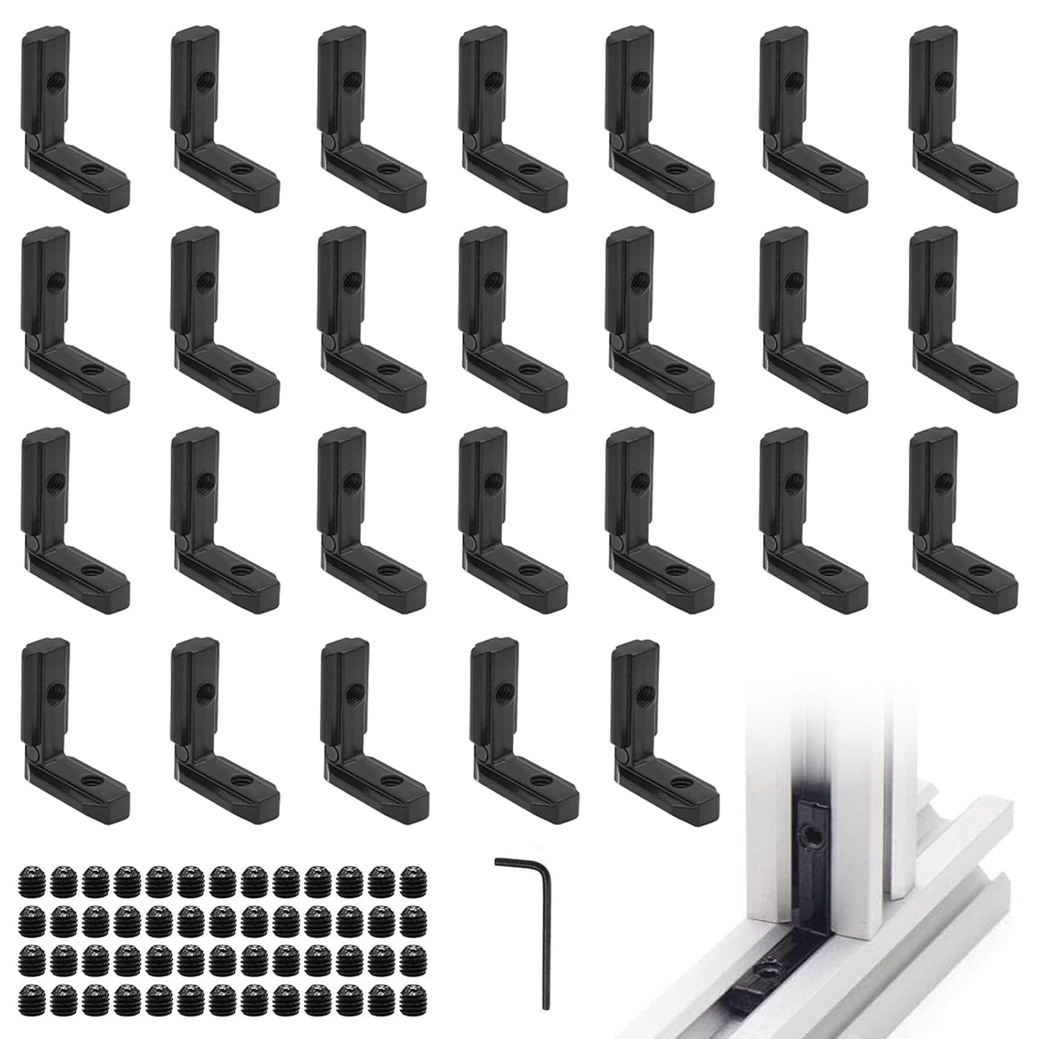 26Pcs 4040 Inside Joint Corner Brackets Set Silver with Screws, 4040 Inside Corner Angle Connector for 4040 Series Aluminum Extrusion Hardware Accessories