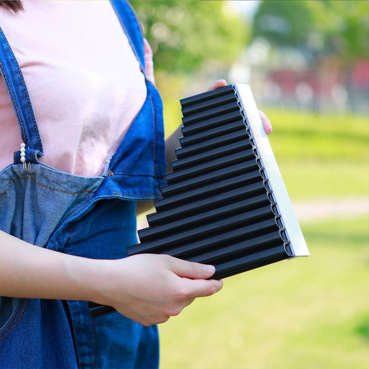Veemoon Flûte de Pan Professionnelle Noire en Abs, 16 Tubes, Instrument Musical pour Garçon et Filles Débutants, Portable et Bien Polie, pour L'éducation Musicale