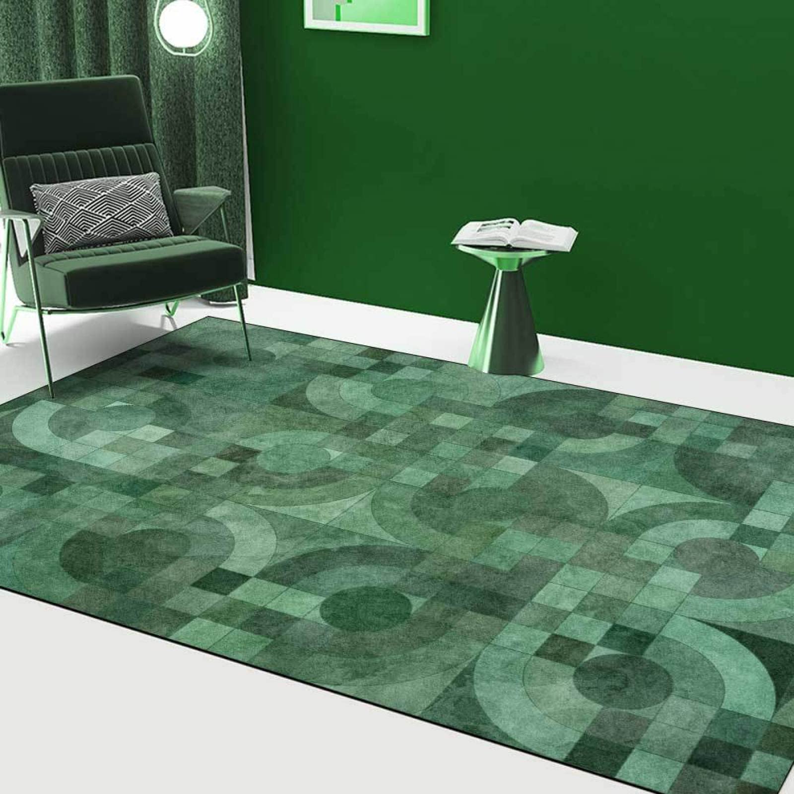 ESOUY Dywaniki domowe dywanik miękki dywan stylowy minimalistyczny szmaragd geometryczny salon sypialnia dywaniki przy łóżku 100 x 160 cm