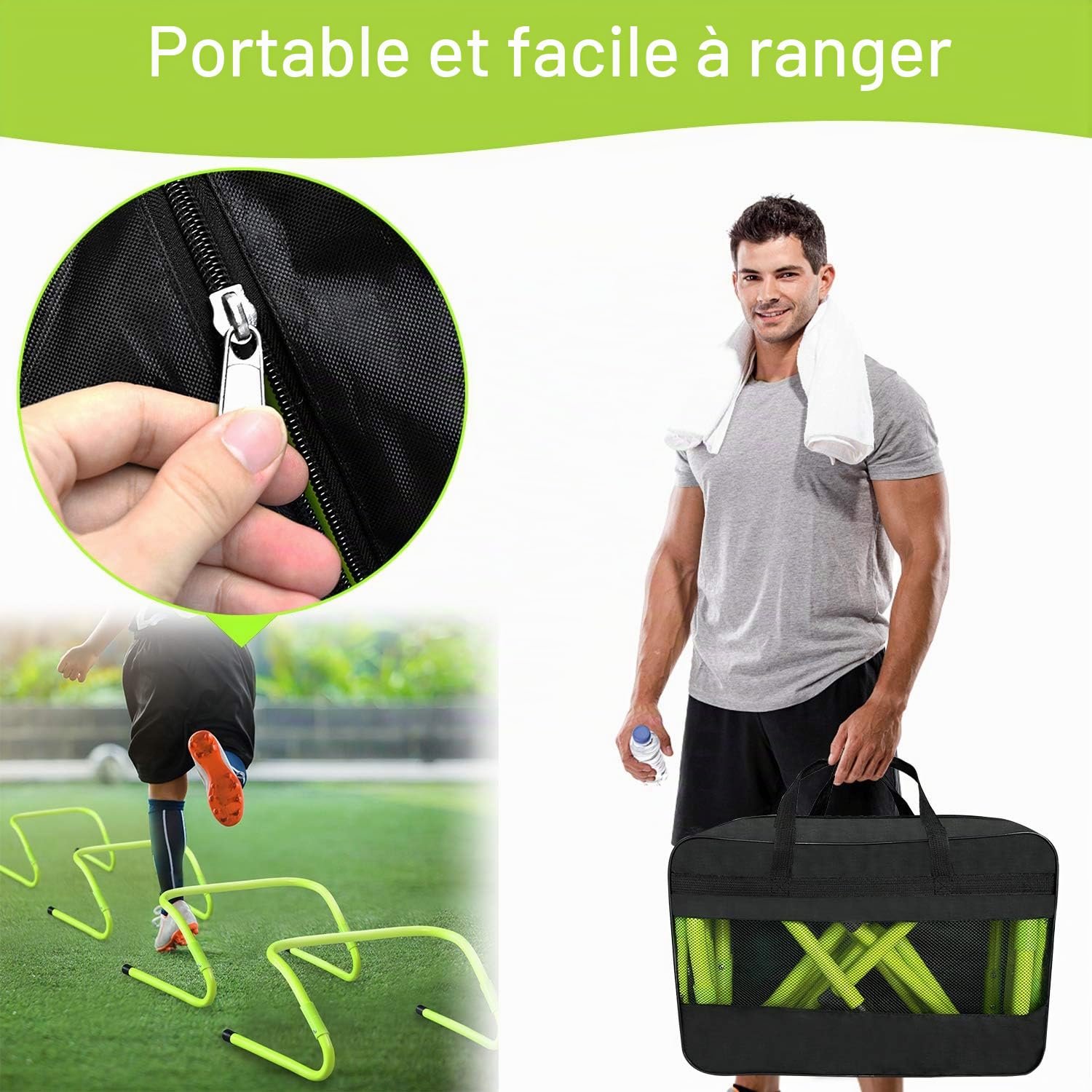 LZQ Lot de 6 obstacles de coordination - Hauteur réglable - Pour entraînement de football