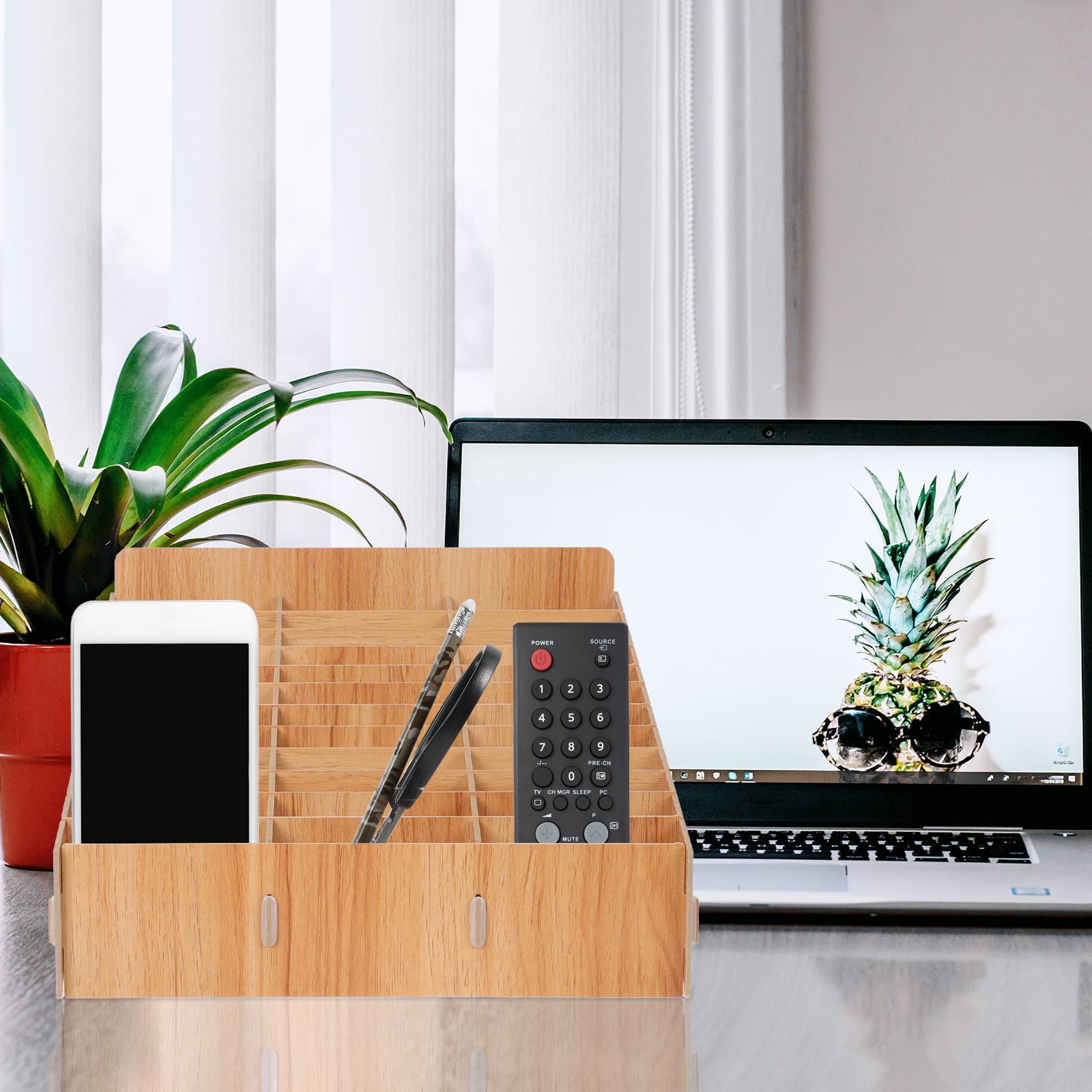 Desktop Organizer mit 36 Fächern für Homeoffice und Besprechungsräume Handy Aufbewahrungsbox und Schreibtischzubehör
