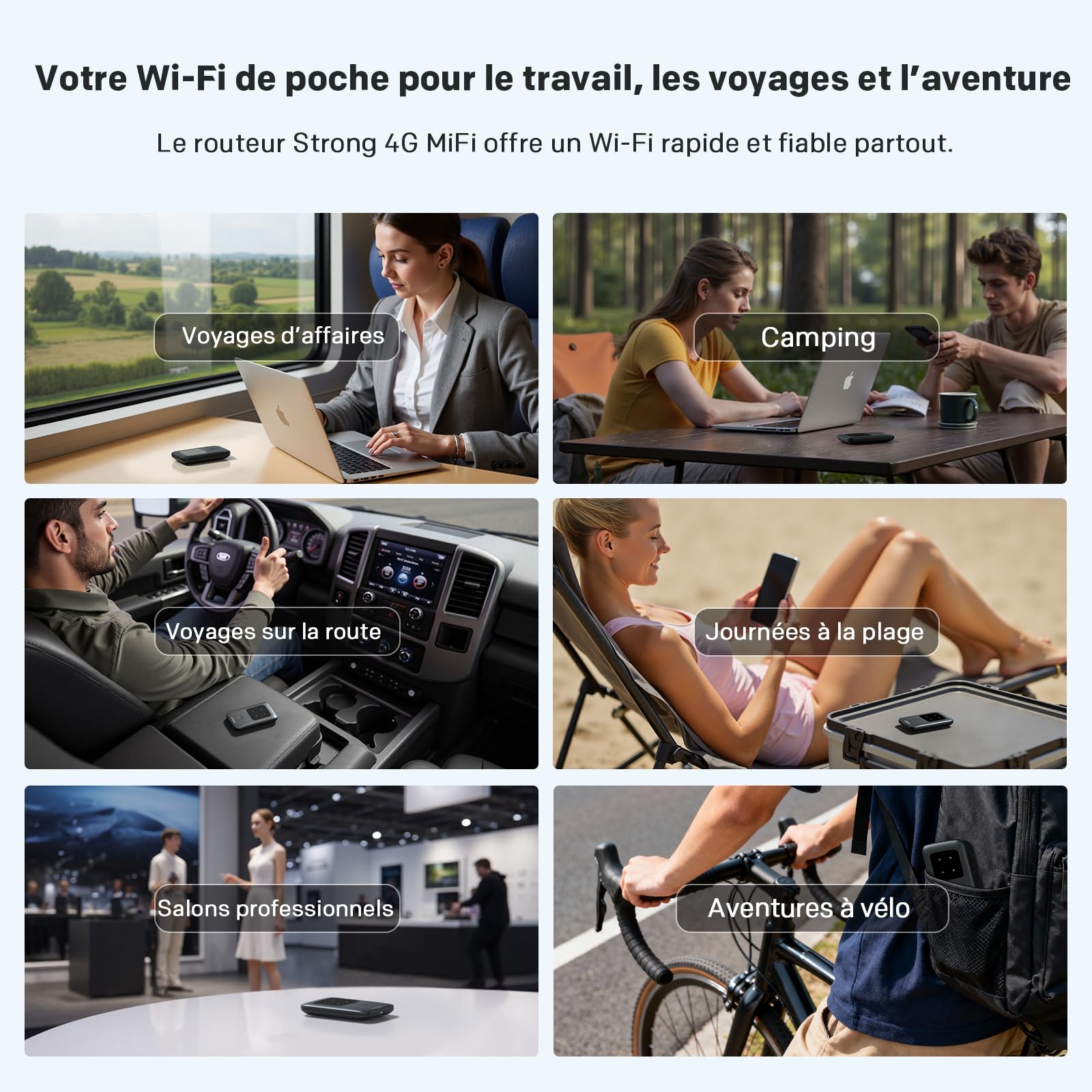 Strong 4G AIRSPOT 210 Routeur WiFi 4G Portable avec SIM, CAT4 150 Mbps | Hotspot WiFi de Poche pour Voyage et Télétravail, Connecte 10 Appareils, Batterie 2100 mAh, USB-C & Fonction Power Bank