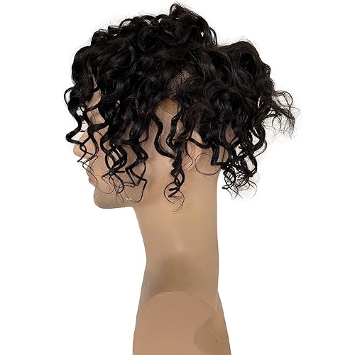 Miniatura 4 de Full French Lace Toupee Loose Wave Europeo Cabello Humano Sistemas de Reemplazo para Hombres Hairpiece 10x8inch #1B Color Negro