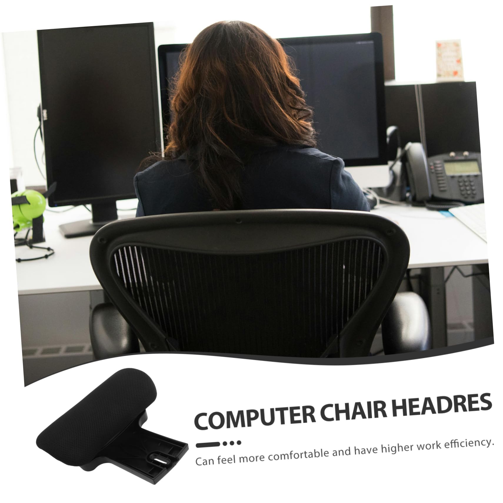 Reposacabezas para Silla de Oficina Negro, con Ajuste Vertical