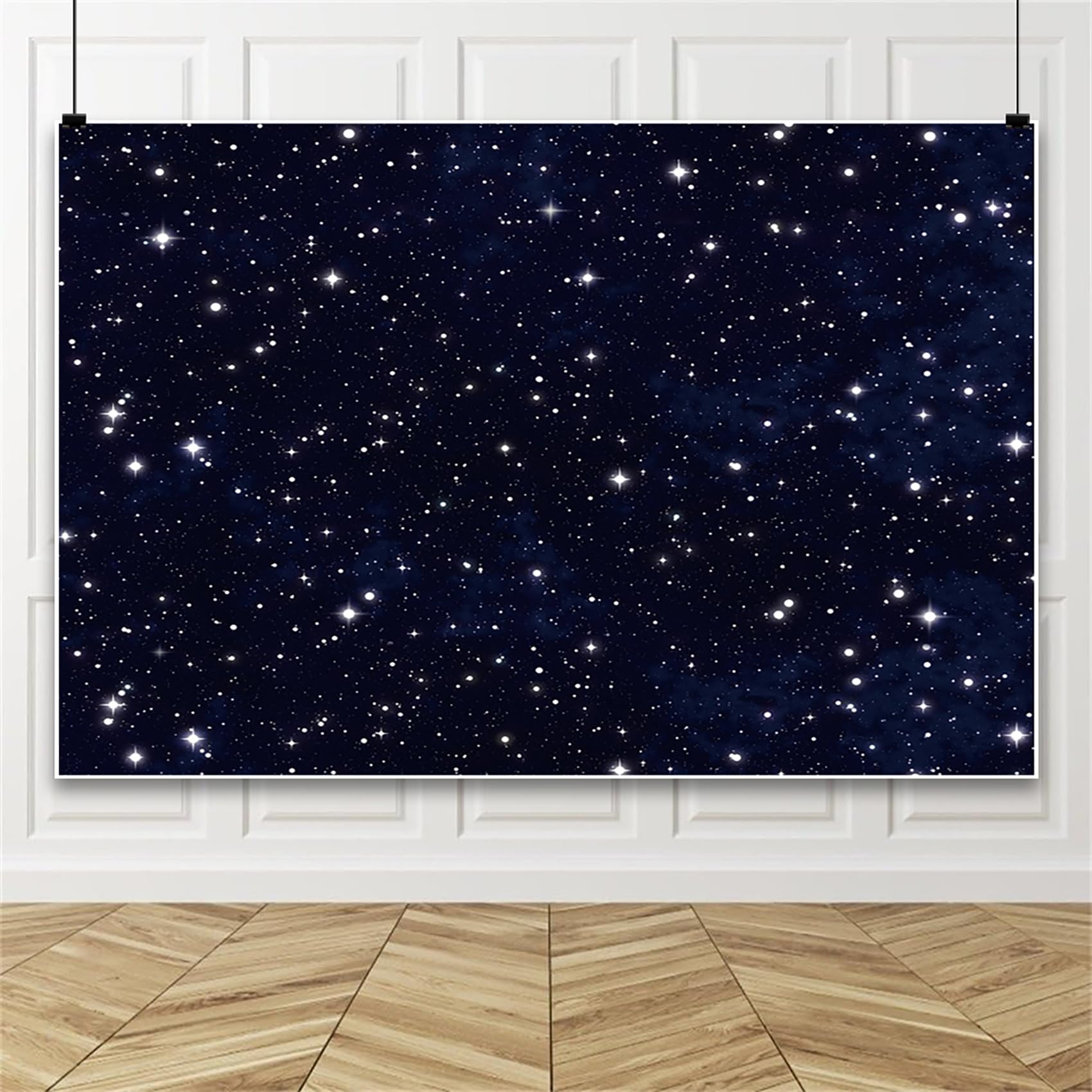 7 X 5 Ft Blue Galaxy Starry Sky Stars Backdrop Night Sky Cloud Flash Stars Children Kids Birthday Baby Shower Party Banner Newborn Baby Child Portrait Photo Props - View #2