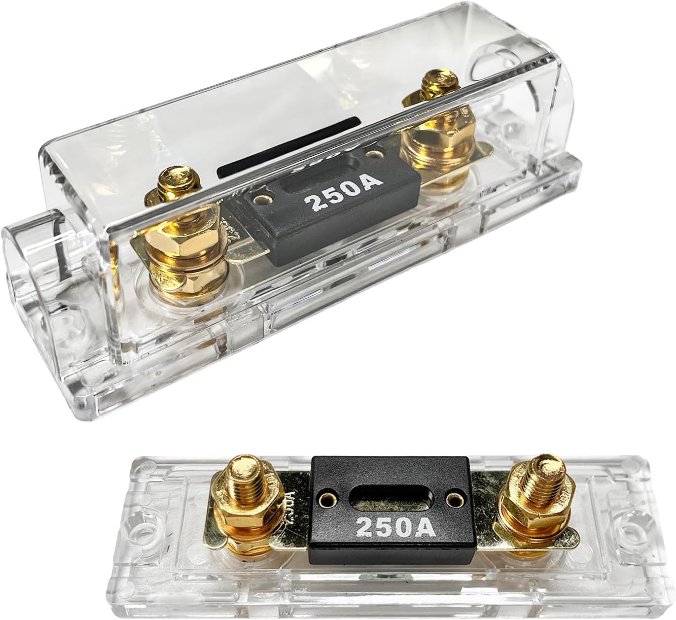 2 PCS ANL Fuse Holder with ANL Fuse, 0/2/4 Gauge AWG in-Line ANL Fuse Holder with 250 Amp Fuse, ANL Fuse & Fuse Holder Block for Alarm Audio Amplifier, Car Accessories (250A)