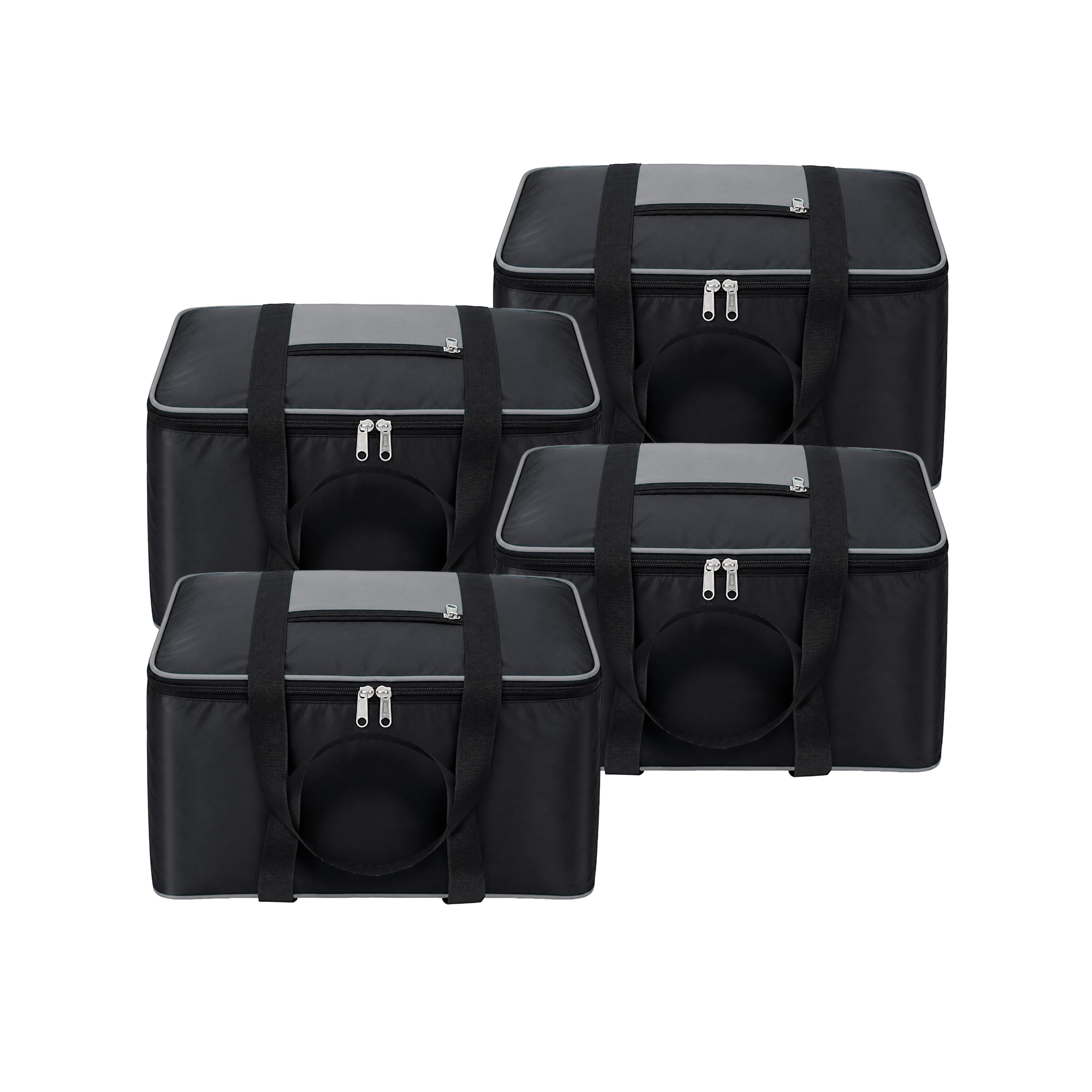 Storite 4 Pack Medium Polyester Foldable Underbed Storage Bag |Moisture Proof, For Clothes & Blankets, Rectangular Shape,Foldable Design|Grey/Black-39x31x23cm