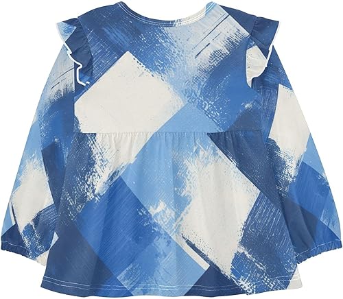 Baby Girl Ruffle Sleeves Blouse T-Shirts Toddlers Soft Tshirt Tops 18M-5T(Buffalo Plaid Blue Black,18 Months)