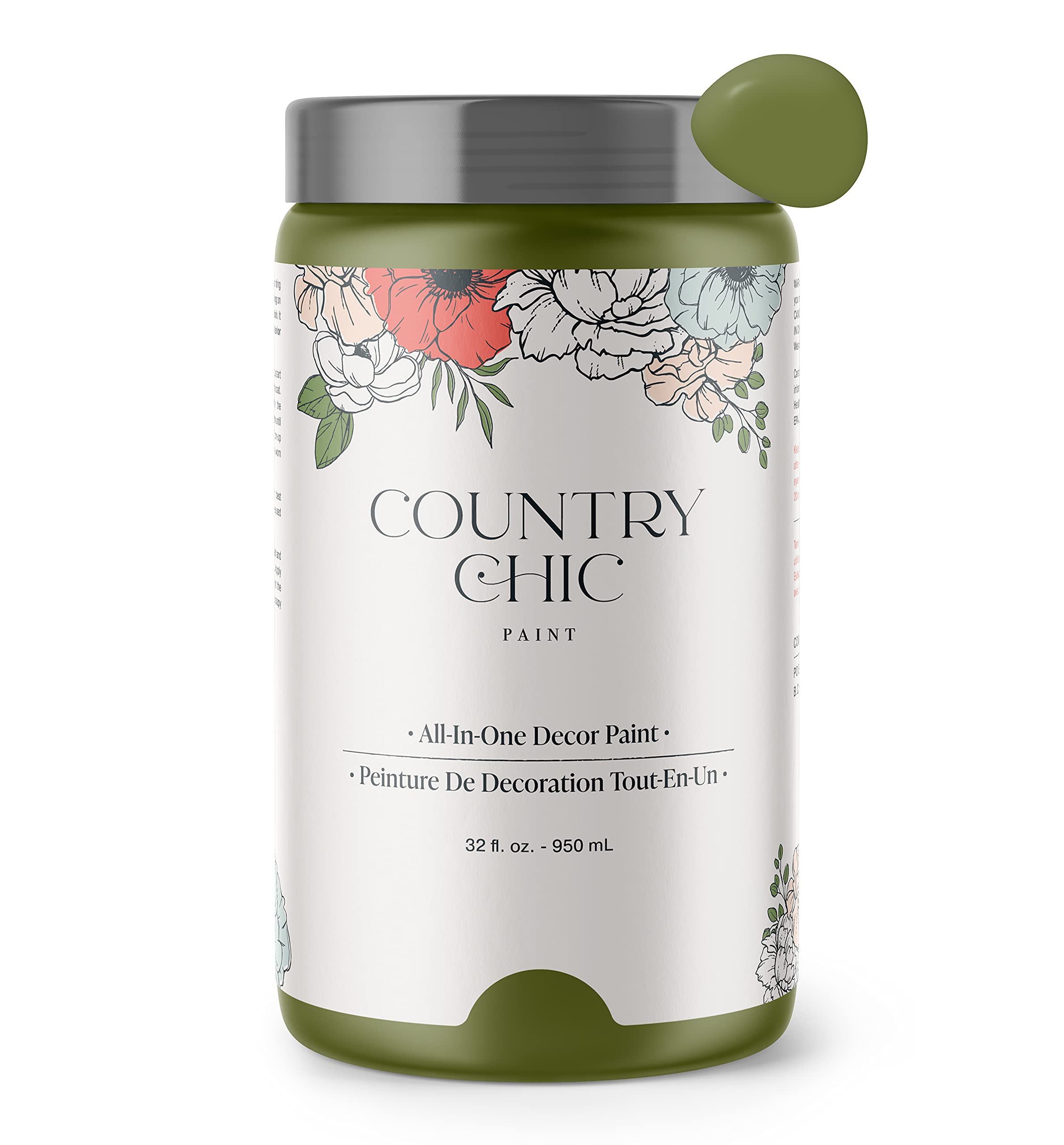 Chalk Style Paint - for Furniture, Home Decor, Crafts - Eco-Friendly - All-in-One - No Wax Needed (Quart (32 oz), Secret Garden)