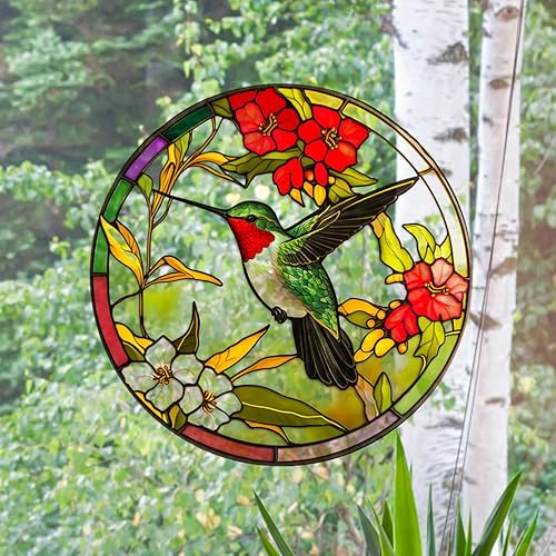 Miniatura 3 de Calcomanías de ventana de colibrí de vidrieras anticolisión, calcomanías de ventana de verano, adhesivos estáticos de pájaros y golpes en el vidrio