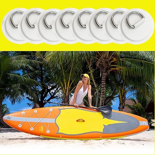 Miniatura 5 de JuneKooler - 8 piezas de anillos en D de acero inoxidable para barco inflable, parche de anillo en D de sup, parche de anillo D para kayak, parche