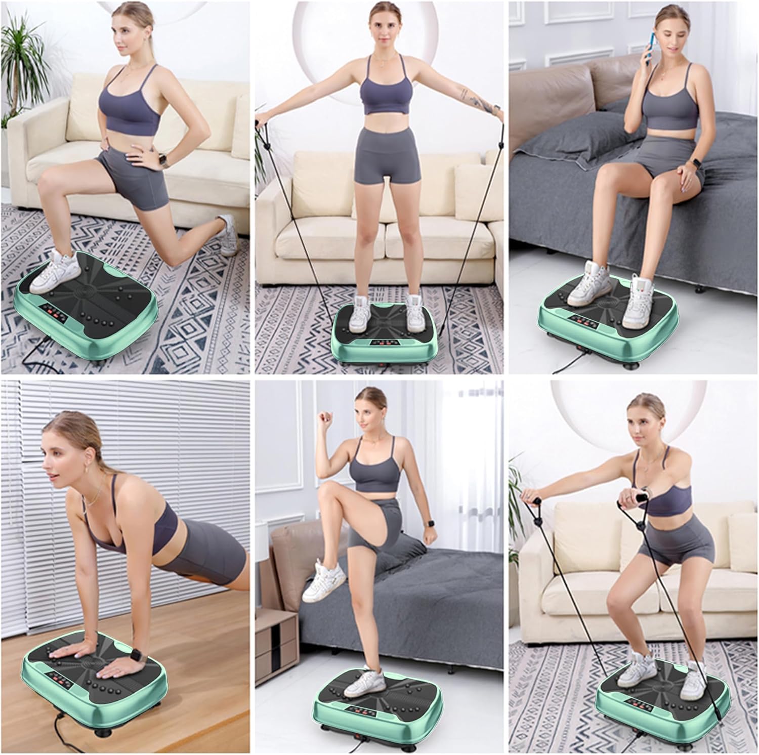 Plataforma vibratoria para el hogar, 99 intensidades de vibración + 10 programas de entrenamiento, dispositivo de entrenamiento de cuerpo completo para el desarrollo muscular y la pérdida de