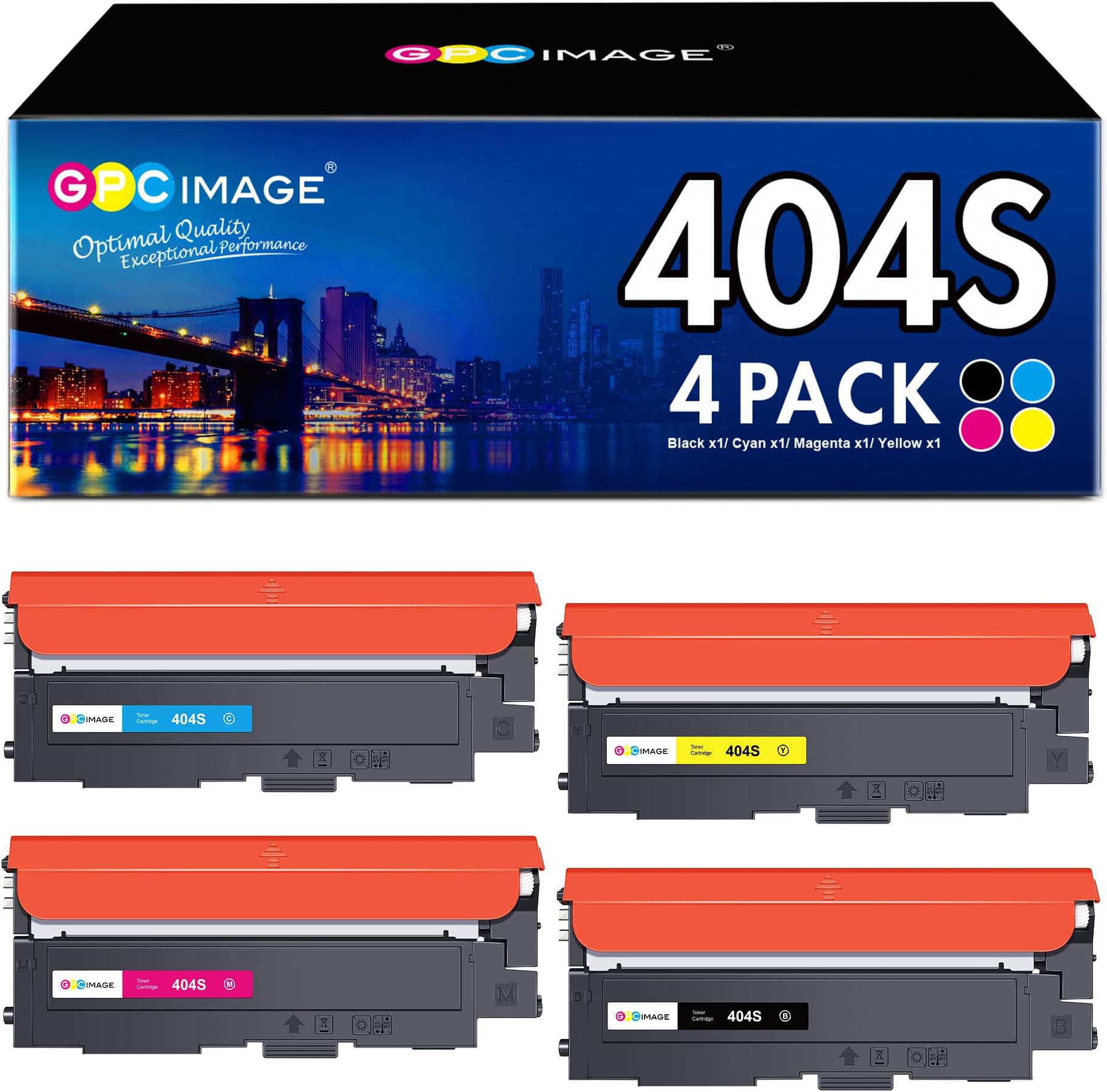 GPC Image Compatible Toner Cartridges Replacement for Samsung CLT-P404C K404S C404S K404S Y404S for Xpress SL-C430W SL-C480W SL-C480FW SL-C430 SL-C480 SL-C480FN (Black Cyan Magenta Yellow,4-Pack)