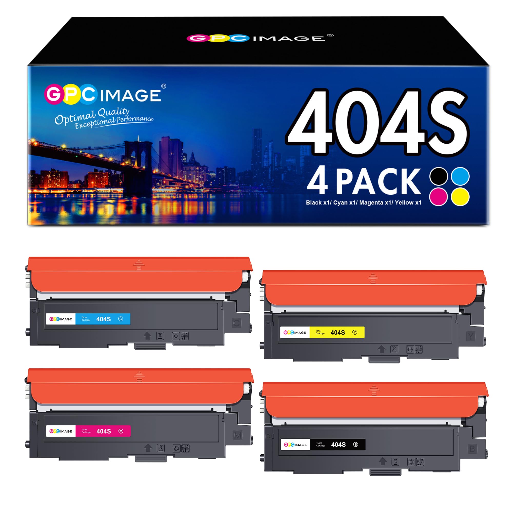 GPC IMAGE CLT-P404C Tonerkartusche Kompatibel für Samsung CLT-K404S C404S Y404S M404S Toner für Xpress SL C480W C480FW C430W C480FN C480 C430 C48X C43X Series (4er-Pack, Schwarz Cyan Gelb Magenta)