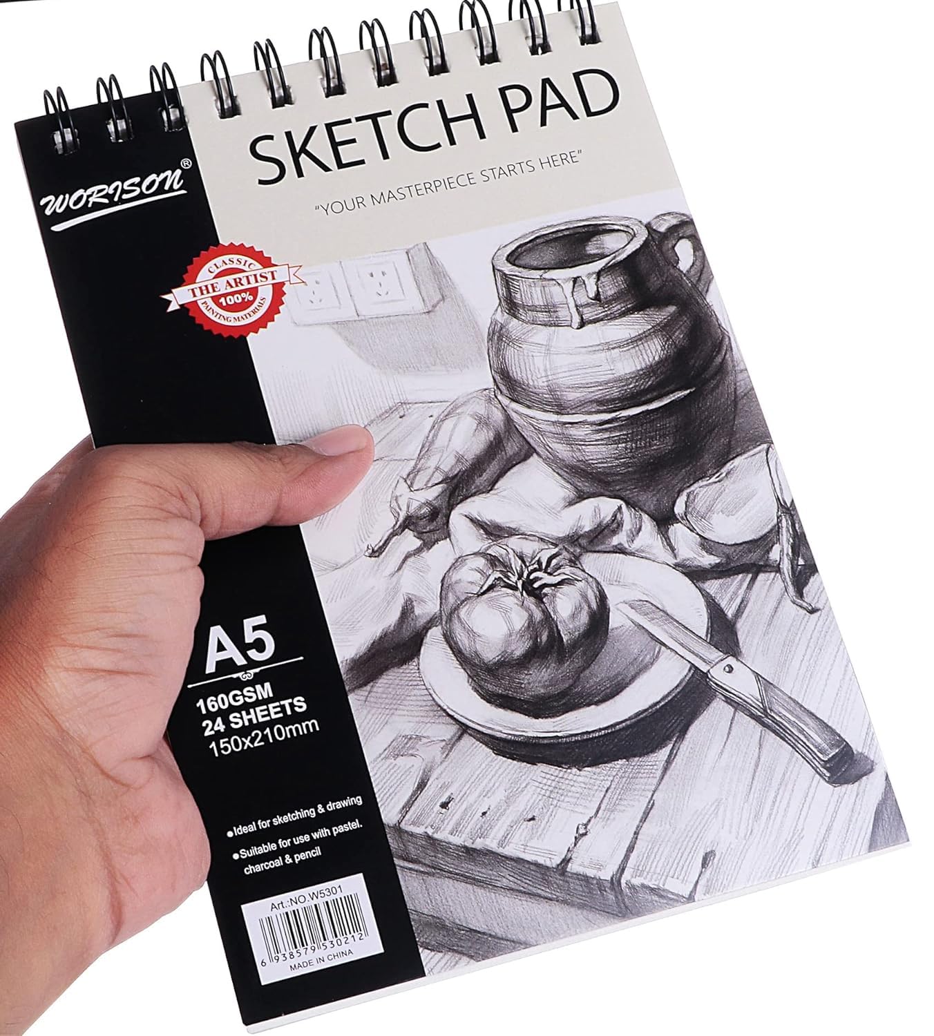 53ARTS A5 Size Sketch Book 24 Sheets, Spiral Bound Art Sketchbook, Acid Free 160gsm Drawing Book Paper (B0CPM1DZ75) Amazon Price History, Amazon Price Tracker