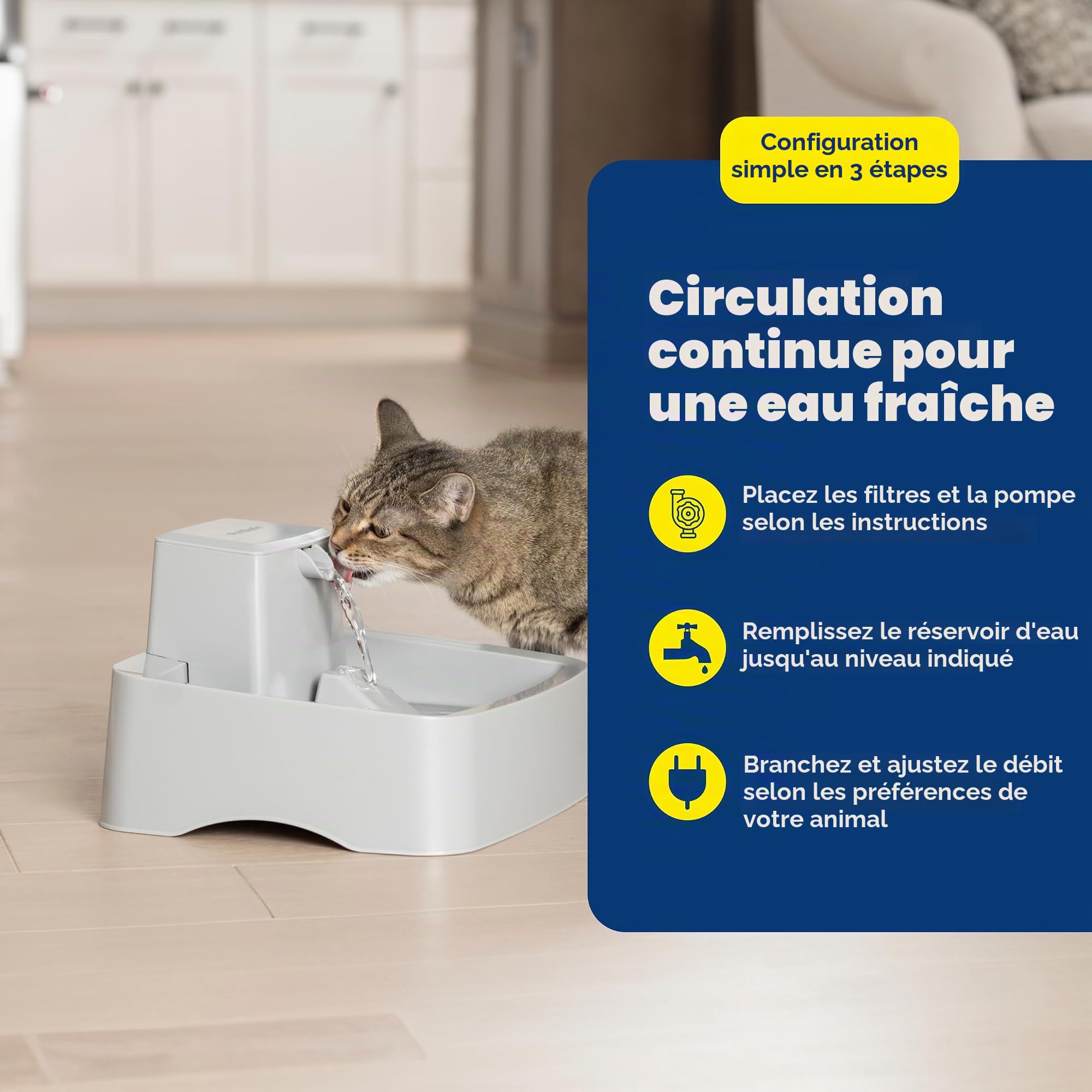 PetSafe Oasys Fontaine à Eau pour Chat ou Chien de Taille Moyenne, Distributeur d'eau filtrée Lavable au Lave-Vaisselle avec contrôle du débit, filtres Inclus, Facile à Nettoyer