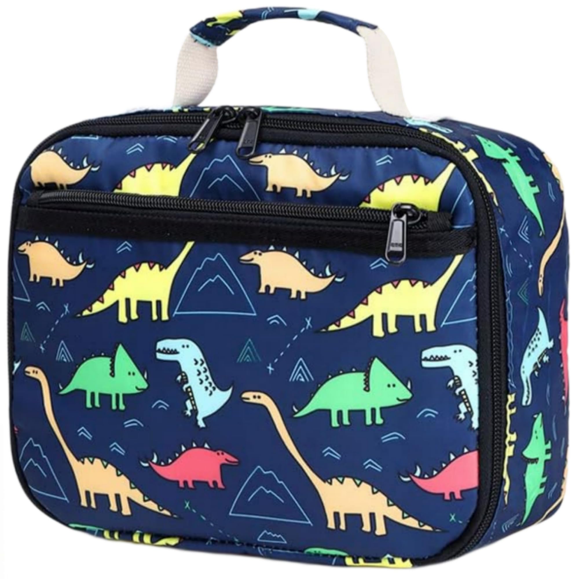 CAMTOP Lunch Box Kids Boys Insulated Lunch Cooler Bag Reusable Lunch Tote Kit for School Travel (Dinosaur Blue)
