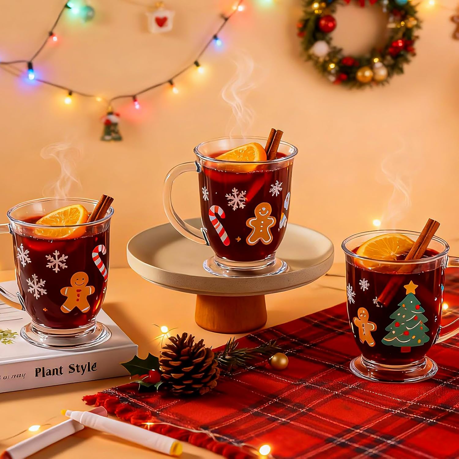 6 Sets Glass Coffee Mugs Paint a Mug Kit Christmas Gifts for Adults with Handles for Hot Beverages Personalized Paintable Custom Design Paint Your Own Mugs with DIY Markers - Image 6