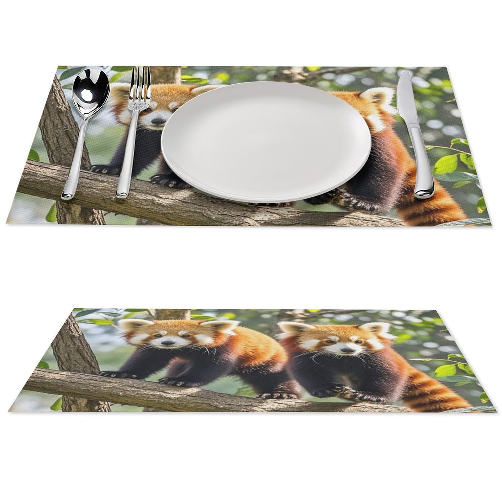 Sets de table panda rouge anti-tache en PVC pour protéger vos meubles des assiettes chaudes