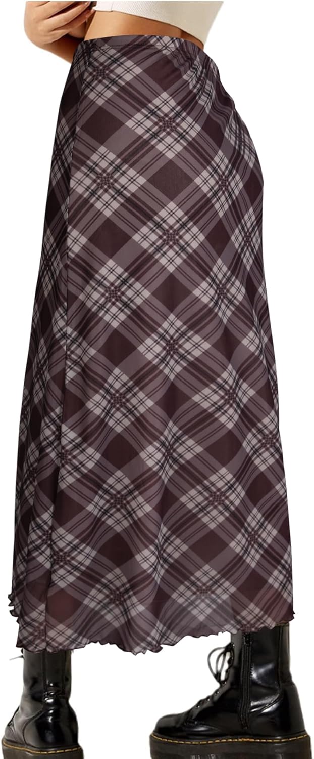 Avanova Women Ditsy Floral Bohemian Mesh Midi Skirt Elastic High Waisted Flowy Summer Long Skirt - Image 2