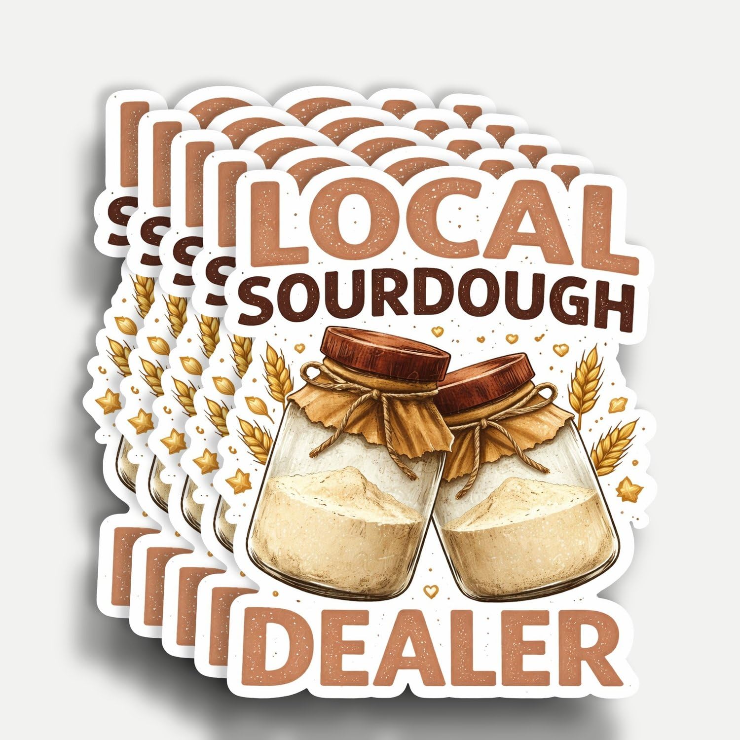 Photo 1 of (5Pcs) Local Sourdough Dealer Sticker 3 inch, Sourdough Bread Baker Gift, Funny Sourdough Starter Sticker Decal Waterproof Vinyl for Laptop, Water Bottles, Car, Phone