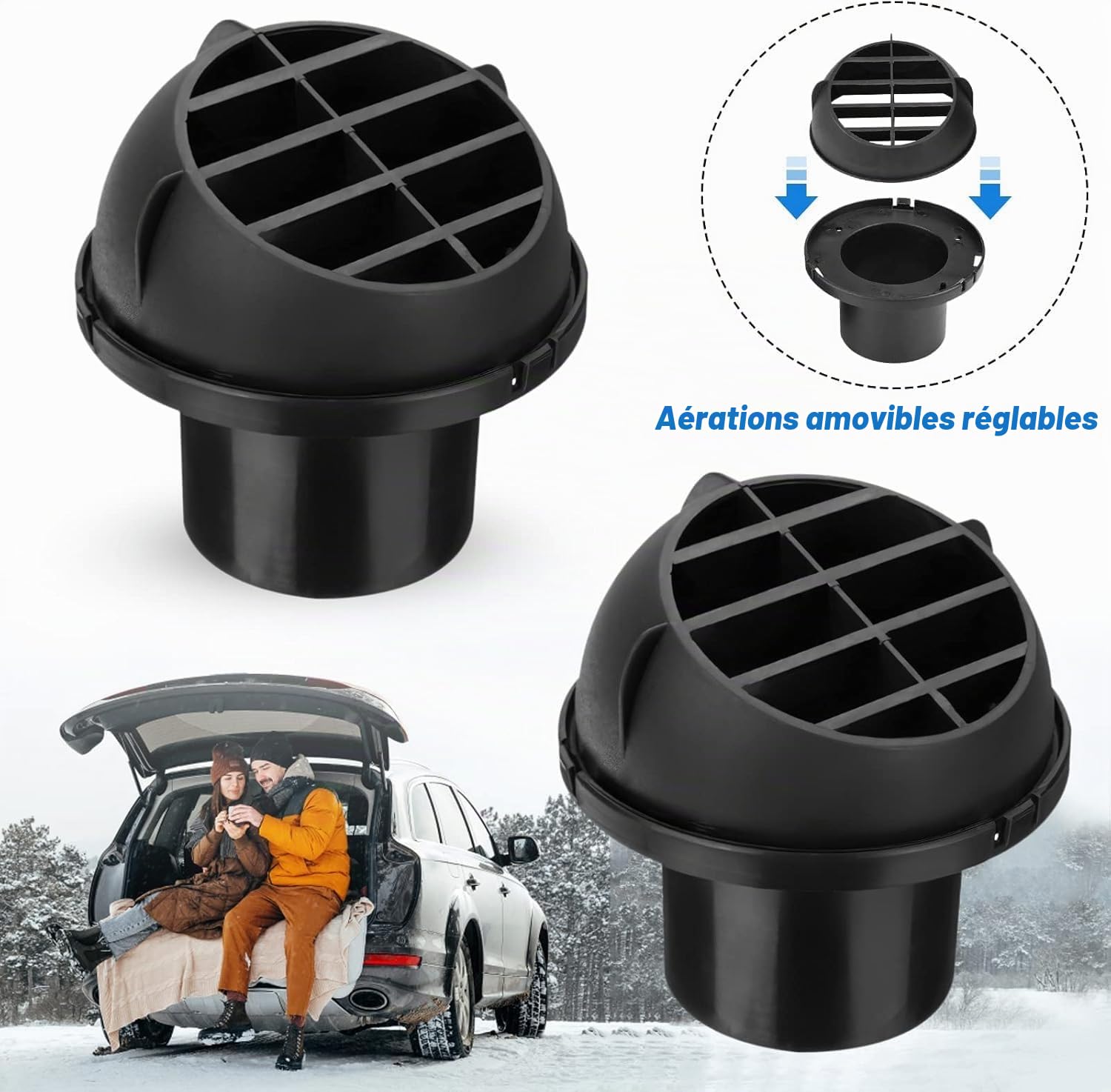 Kit D'accessoires de Chauffage Auxiliaire, Tuyau de Ventilation de 75 mm, Tuyau de Chauffage de Voiture, Sortie d'air Chaud, Silencieux d'échappement de Voiture, Jeu de Colliers de Serrage