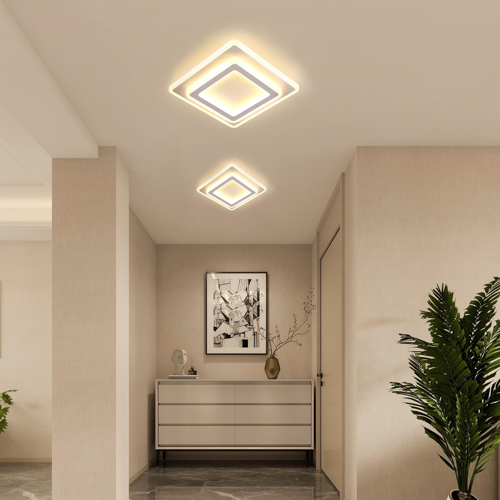 Toolight LED Ceiling Light Square, 44W 4950LM Modern Acrylic LED Ceiling Lamp White - Image 3