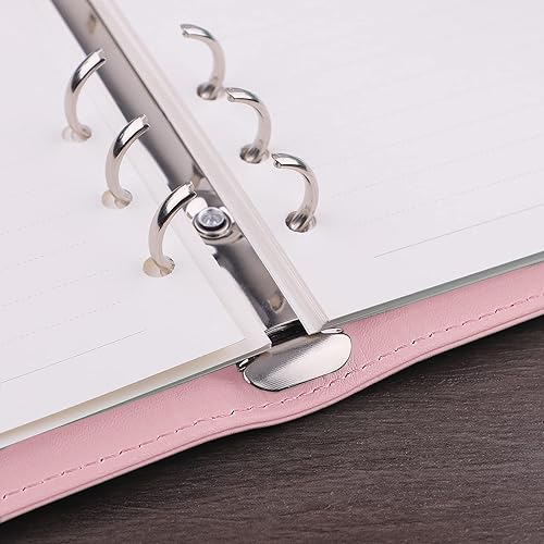 Miniatura 10 de Antner Carpeta de presupuesto A6 de piel sintética recargable con 6 anillas, para papel de repuesto A6, hojas sueltas, agenda personal con cierre de