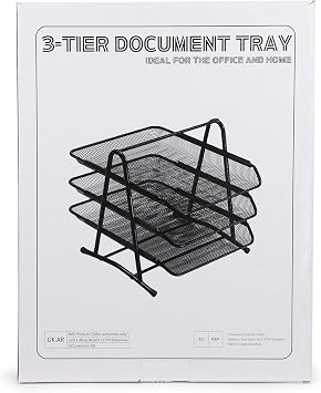 3 Tier Mesh Letter Tray, Letter Tray Organizer Office Filing Trays, mesh drawer organiser, Paper Document Stacking Supports for Home, Office and School