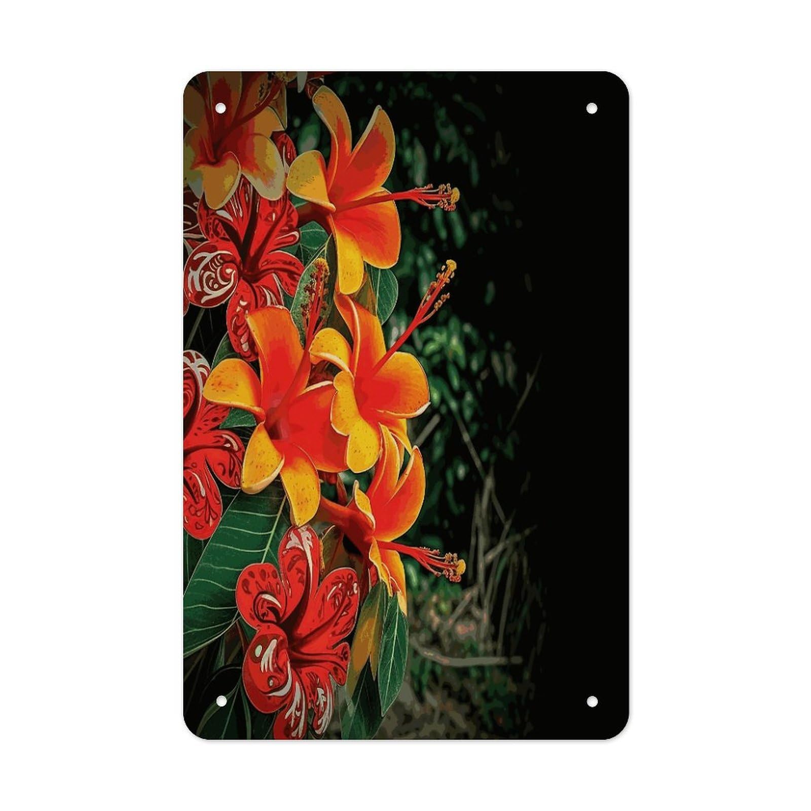 Hawaii Flowers Metal Tin Sign Wall Decor Hanging Plaque