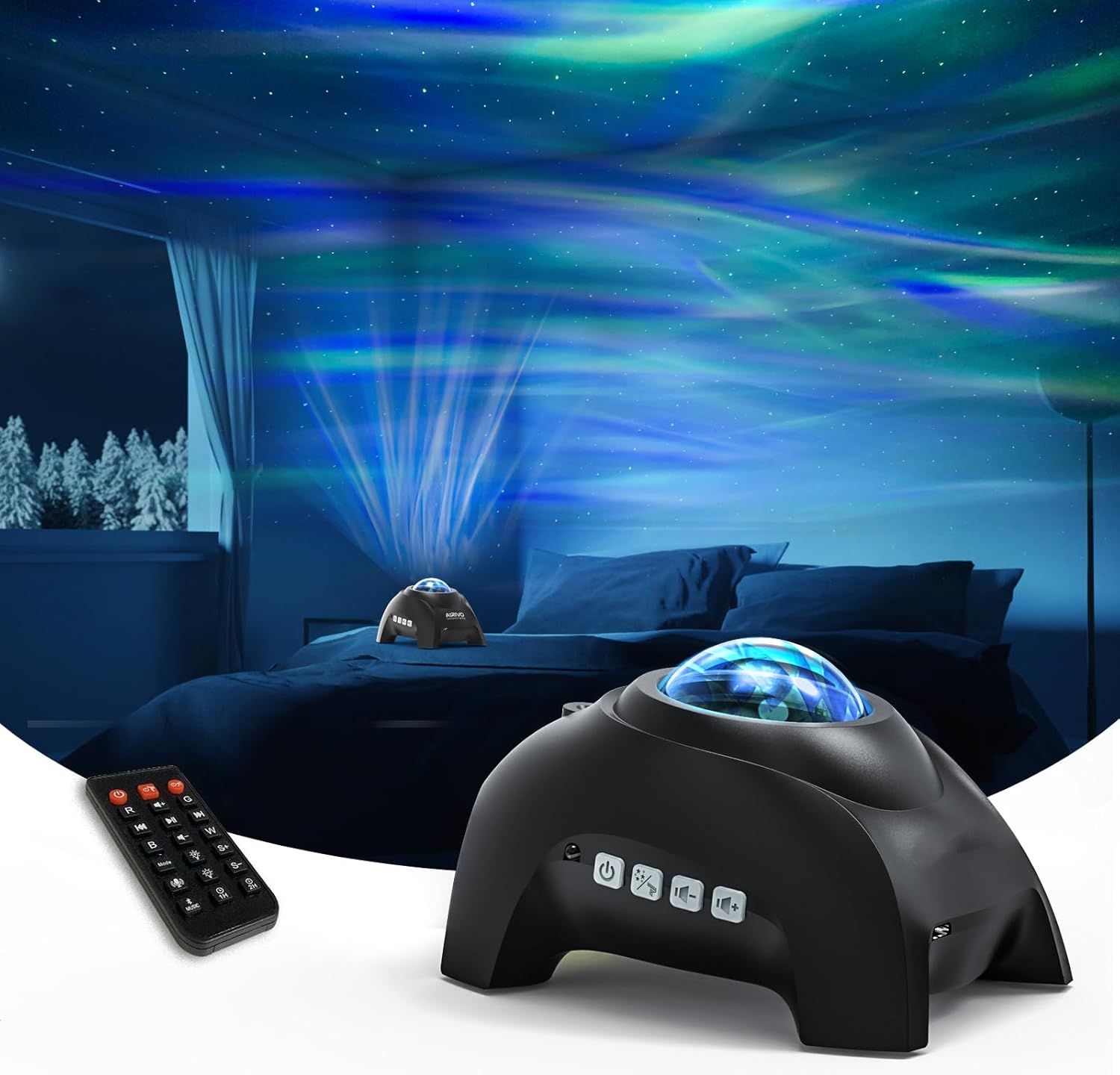 AIRIVO Northern Lights Aurora Projector, Star Projector for Bedroom, Bluetooth Speaker White Noise Galaxy Night Light for Kids Adults, Room Decor, Ceiling, Party