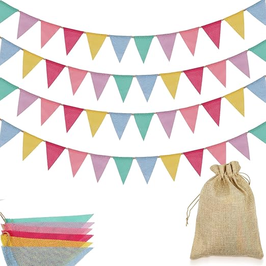 Bewudy Wimpelkette Stoff - 2,6m Girlande Für Kinderzimmer & Party Deko