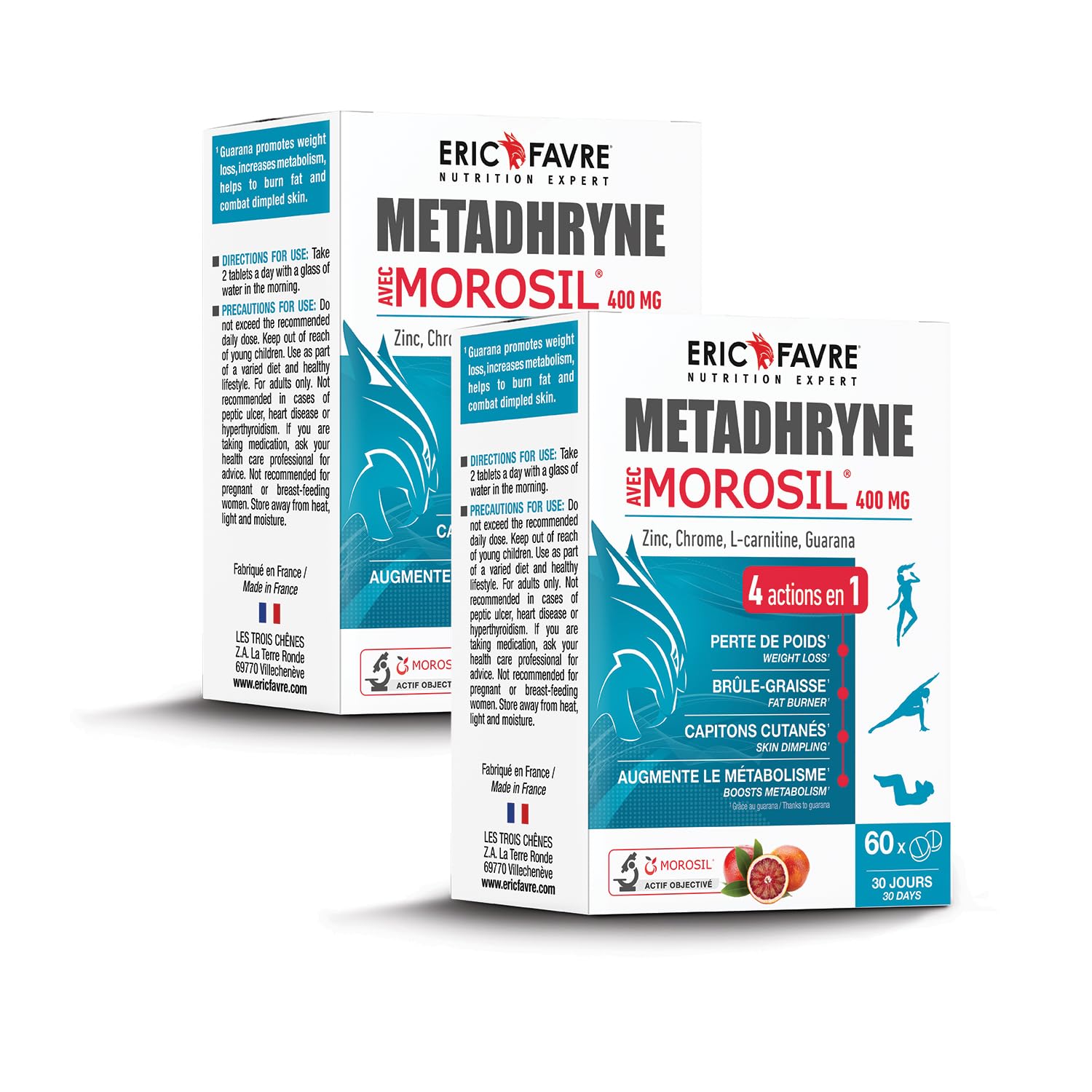 METADHRYNE MOROSIL - Complément Alimentaire à l’Extrait d’Orange Rouge Morosil - Guarana, L-Carnitine, Zinc & Chrome - 120 Comprimés - Eric Favre